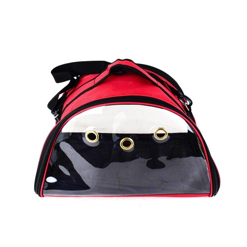 Spor Şeffaf Kedi Köpek Taşıma Çantası Kırmızı XL