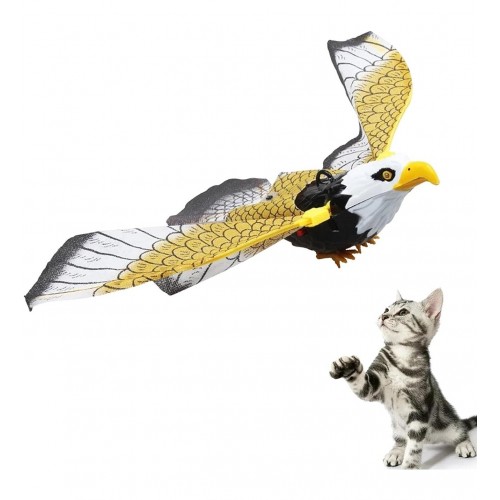 Kedi Oyuncağı Pilli 360 Derece Dönen Kartal Kuş İpli Kedi Oyuncağı